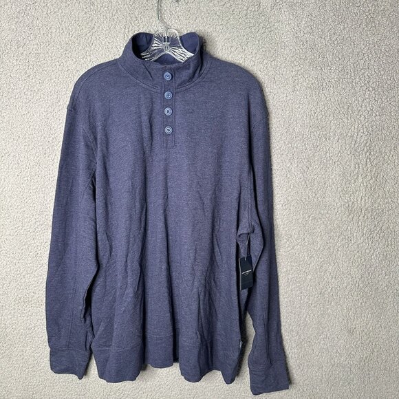 Lucky Brand Henley Shirt Mens XXL Blue Long Sleeve Soft Knit‎ Preppy Modern - Picture 1 of 11